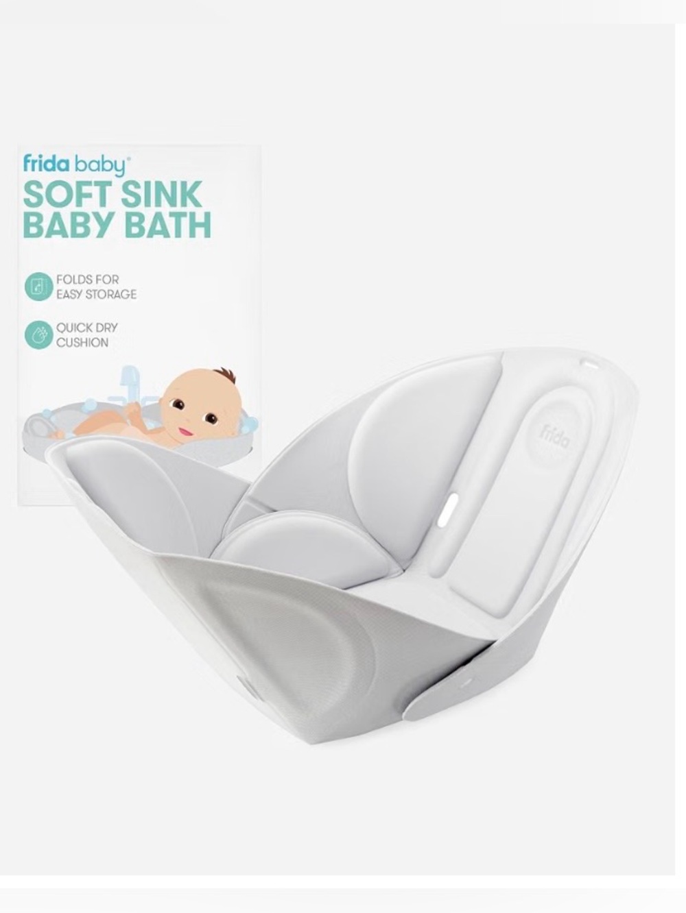 Frida Baby Soft Sink Baby Bath Infant Bather Seat Gray Cushion Newborn NEW